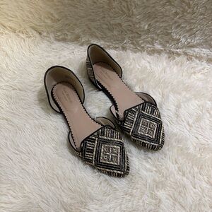 Isaac Mizrahi Black and Cream Patterned Flats